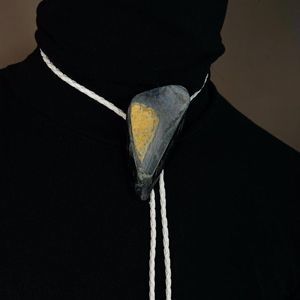 crystal bolo tie handmade leather necklace Mens vintage accessory